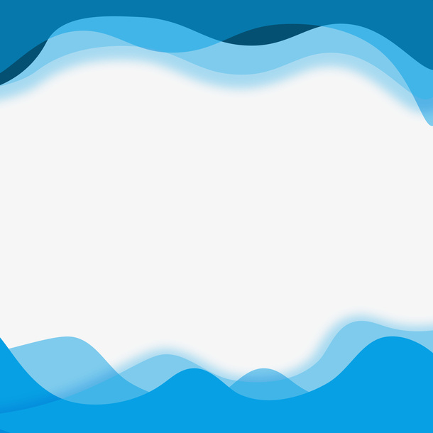 蓝色矢量通用海洋边框免抠