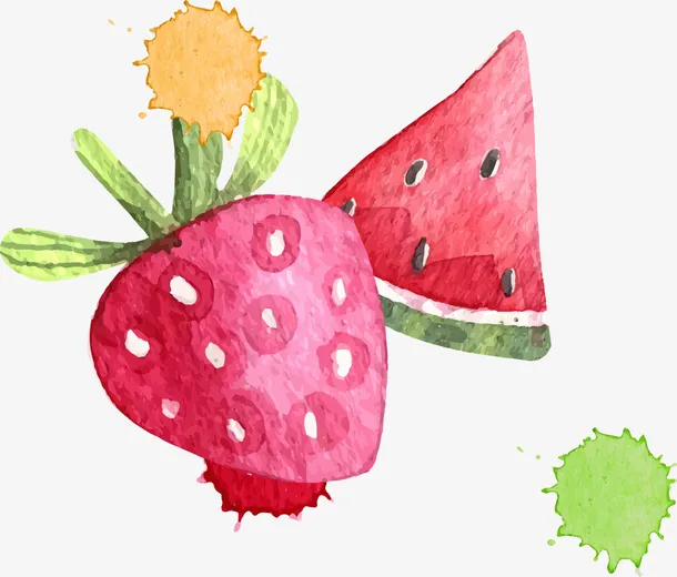夏季水果手绘草莓西瓜免抠