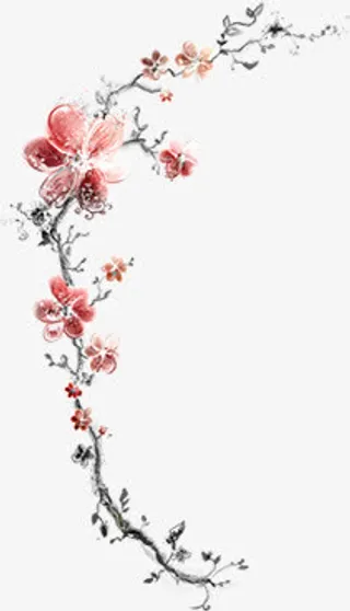 古风花朵树枝图片免抠