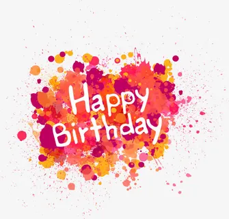 happy birthday生日快乐彩色水彩墨点免抠