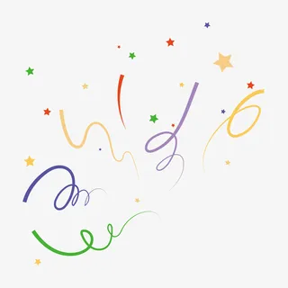 糖果色五星彩带礼花漂浮元素免抠 糖果色五星彩带礼花漂浮元素免抠