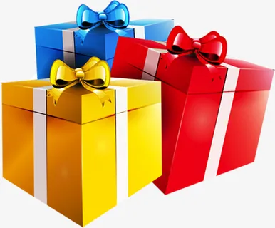 黄色 蓝色 红色  礼盒免抠
