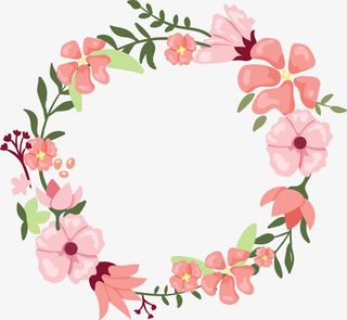 粉色美丽春季花环免抠
