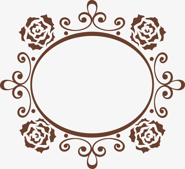 棕色简约框架免抠