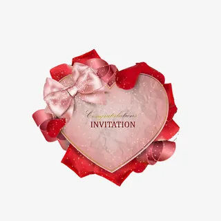 褶皱爱心邀请卡免抠