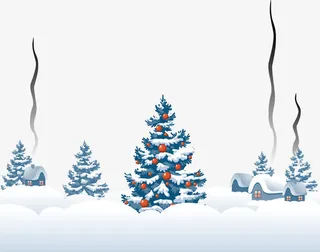 白色冬日雪地圣诞树免抠