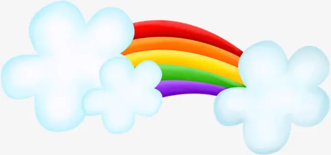 彩虹卡通彩虹白云免抠