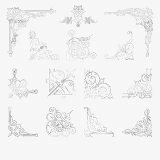 欧式边角花纹免抠