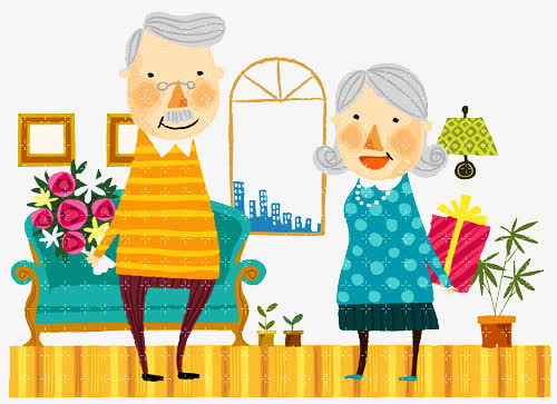 情人节爷爷奶奶互换礼物免抠