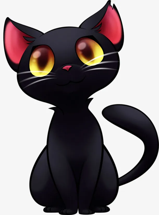黑猫  png 透明 卡通 素材免抠