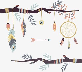 民族风装饰树枝挂饰免抠