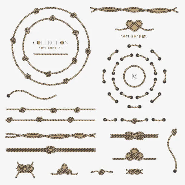 创意多元素麻绳免抠