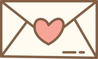 黄色扁平爱心情书免抠