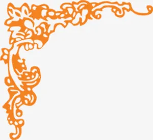 中式黄色边框卡通手绘免抠