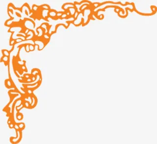 中式黄色边框卡通手绘免抠