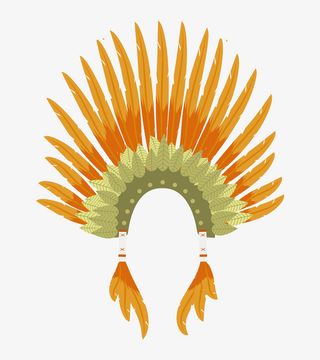 手绘卡通土著帽子羽毛帽子免抠