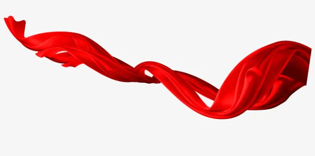 大红绸带飘舞装饰元素免抠
