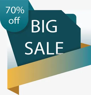 蓝色折纸促销标签免抠