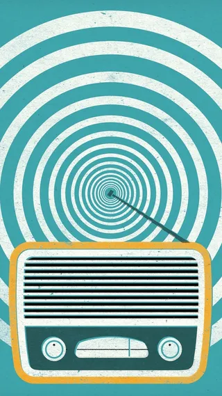 卡通手绘绿色收音机H5背景高清