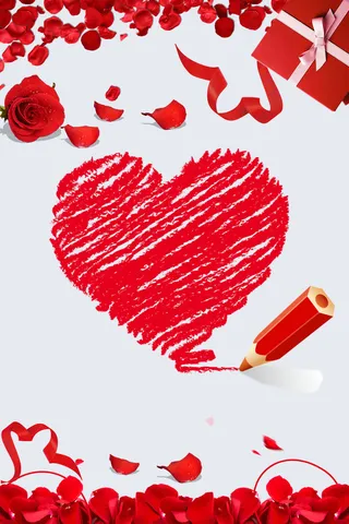 简约花瓣爱心感恩节背景素材高清