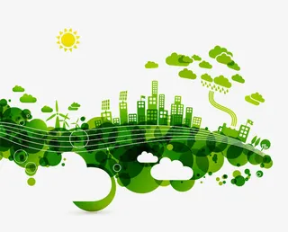 手绘绿色城市免抠