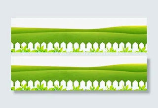 绿色草坪围栏装饰春天免抠