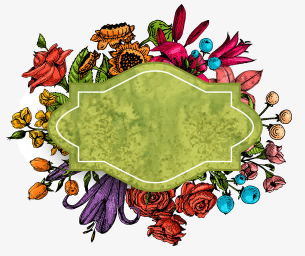 美丽鲜花果盘免抠