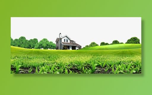 春天绿色草坪房子别墅psd源文件免抠背景摄影风景元素