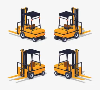 卡通手绘卡通叉车漫画免抠