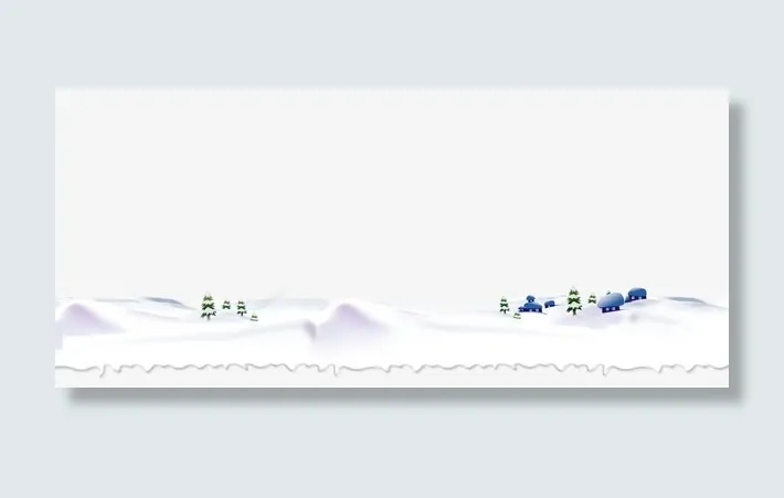 水彩纯白雪地圣诞树小屋免抠