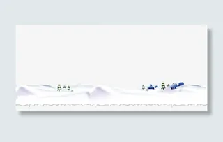 水彩纯白雪地圣诞树小屋免抠