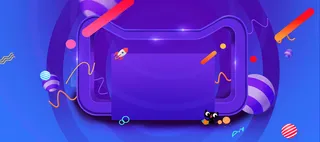 618年中大促首页蓝色几何渐banner高清