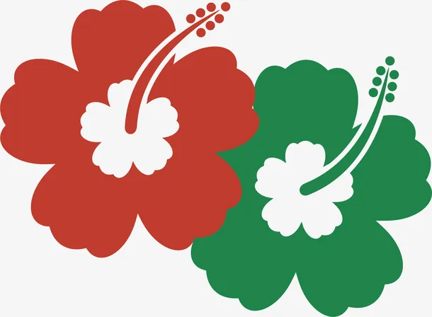 红色简约花朵免抠