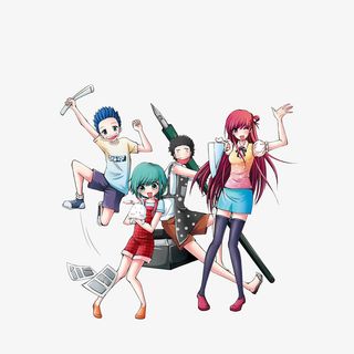 卡通开心放假的动漫学生素材免抠