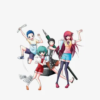 卡通开心放假的动漫学生素材免抠