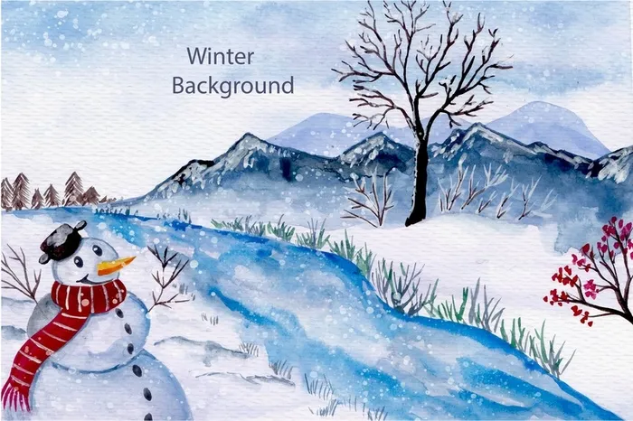 冬季雪人矢量背景模板高清