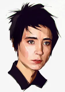 手绘人物肖像插画免抠