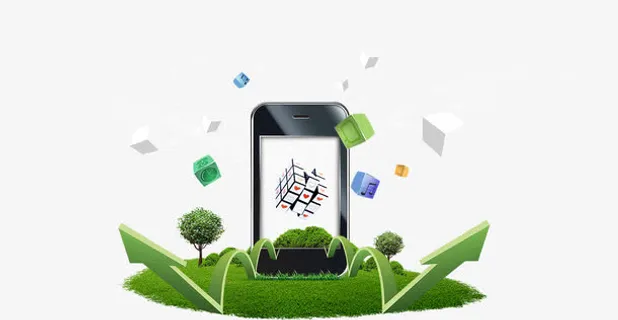 触屏手机前的绿色箭头免抠