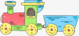 彩色卡通手绘火车免抠