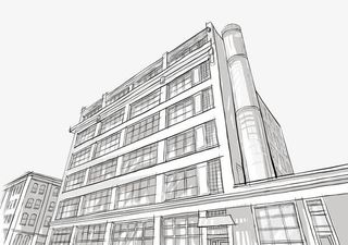 素描城市大楼免抠