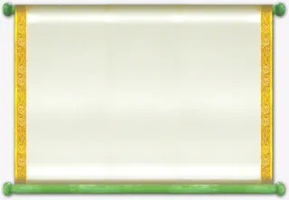 黄色花边画卷标签免抠