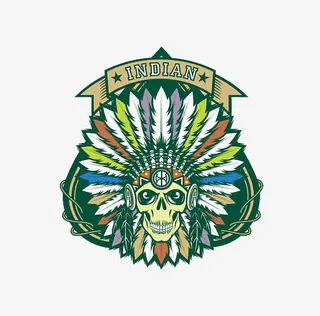 卡通印第安骷髅头像免抠