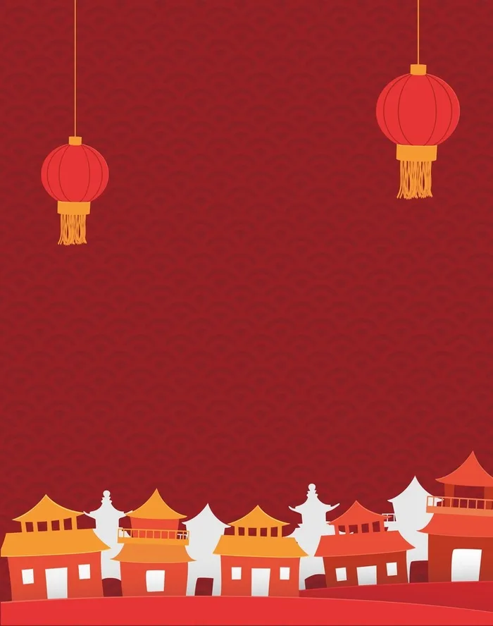 矢量中国风扁平化角楼建筑背景素材高清