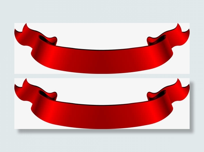 复古的红色折叠丝带免抠