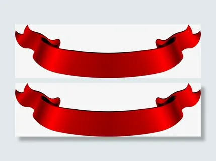 复古的红色折叠丝带免抠