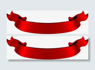 复古的红色折叠丝带免抠