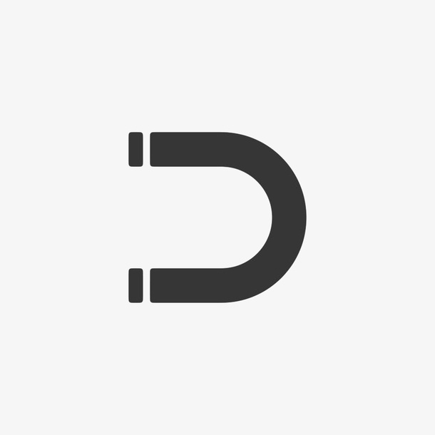 黑色天然磁石u型吸铁石图案免抠