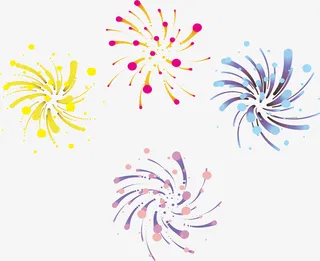 渐变矢量烟花免抠