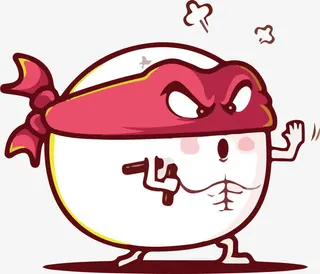 手绘双节棍忍者馒头人免抠