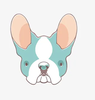 矢量蓝色卡通斗牛犬免抠